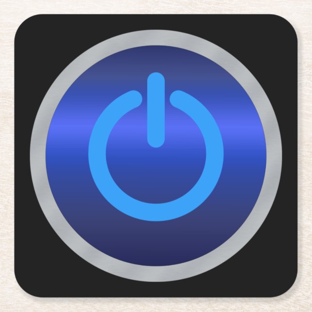 On/Off Button Square Paper Coaster (Front)