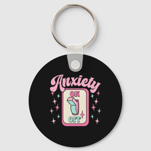 On Off Switch Fun Mental Health Awareness Retro  Keychain (Front)