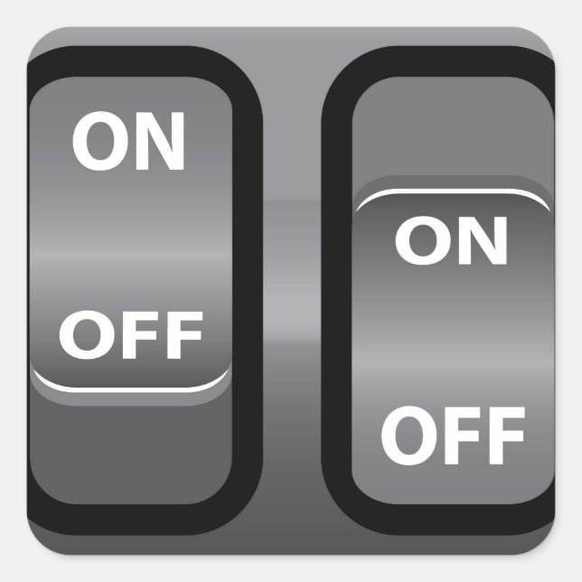 On Off Switch Square Sticker (Front)