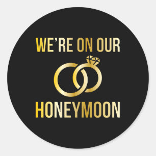On Our Honeymoon Honeymooning Honeymoon Vacation Classic Round Sticker