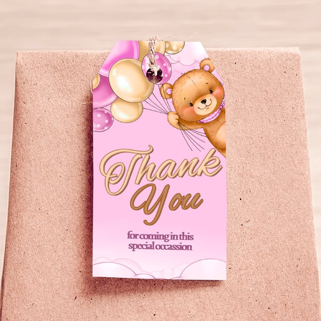 On peut à peine attendre - Étiquette de cadeau pou (We Can Bearly Wait - Girl Baby Shower Gift Tag)