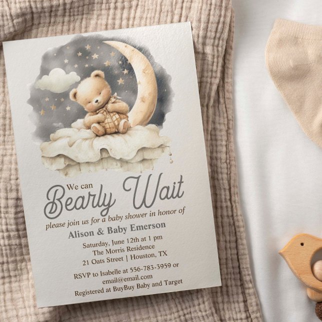"On peut à peine attendre" Invitation Baby shower  ("We can Barely Wait" Sleepy Baby Shower Invitation)