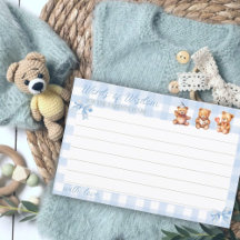 On Peut Attendre Bearly Blue Floral En vichy carte