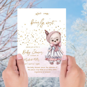 On Peut Attendre Bébé Fille Douche Invitation