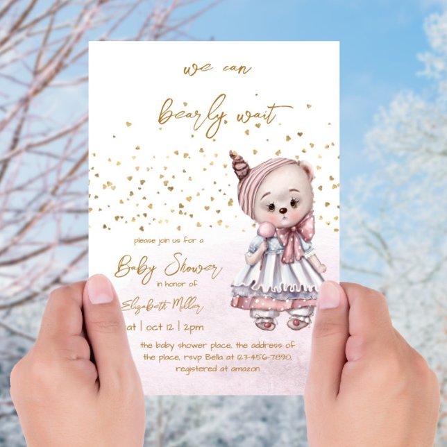 On Peut Attendre Bébé Fille Douche Invitation (Créateur téléchargé)