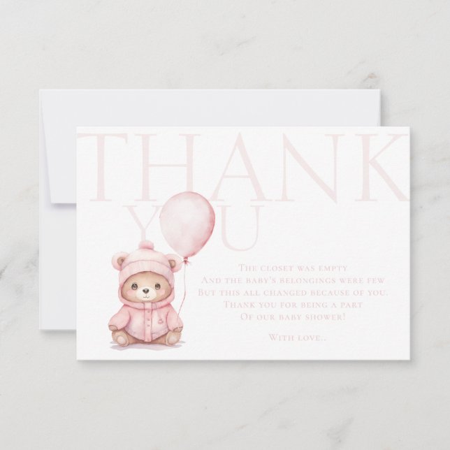 On Peut Attendre Le Merci Baby shower Ours Rose (Devant)