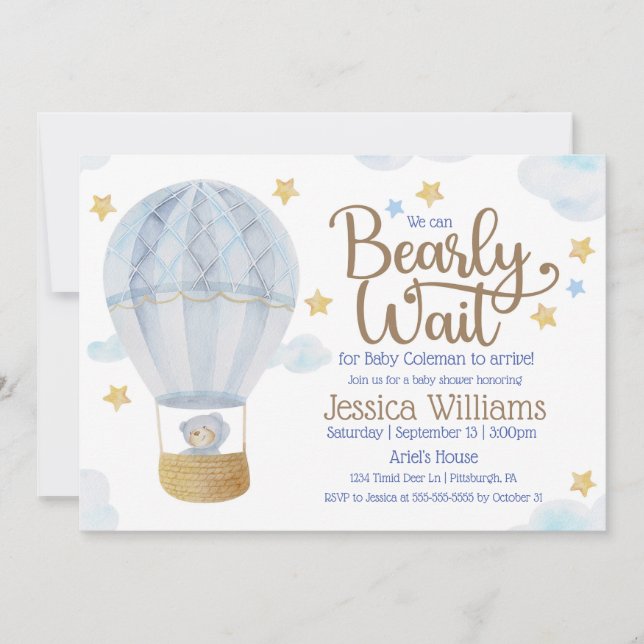On peut attendre l'ours Baby shower Invitation (Devant)