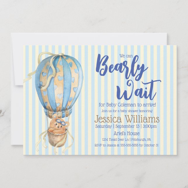 On peut attendre l'ours Baby shower Invitation (Devant)