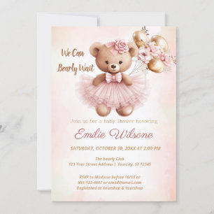 on peut attendre rose baby shower Invitation