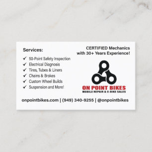 On Point Bikes Custom Design Business Card