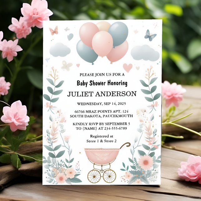 On Rose Boho Gold Mom Chic Spring Baby Girl Shower Invitation (Creator Uploaded)