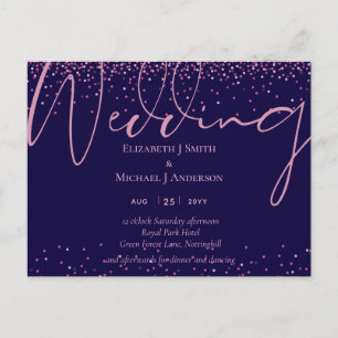 ON SALE! Navy Blue Rose Gold Wedding Invitations