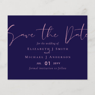 ON SALE! Navy Blue Rosegold Save the Date Wedding