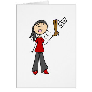 On Sale Shopping Stick Figure Card