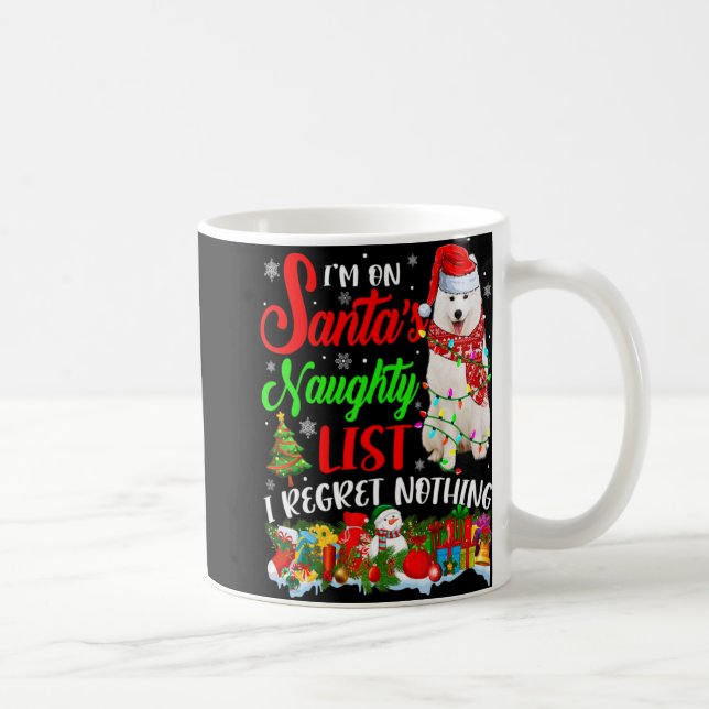 On Santas Naughty List Xmas American Eskimo  Coffee Mug (Right)