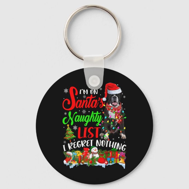 On Santas Naughty List Xmas Boxer  Keychain (Front)