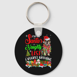 On Santas Naughty List Xmas English Bulldog T Shir Keychain