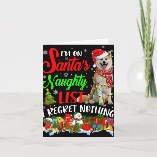 On Santas Naughty List Xmas Shiba Inu  Card (Front)