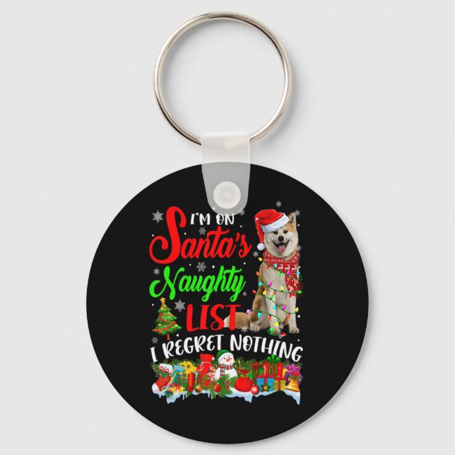 On Santas Naughty List Xmas Shiba Inu  Keychain (Front)