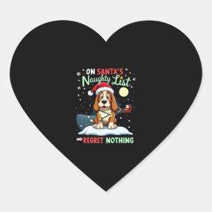 On Santa's Xmas Naughty List Regret Nothing Basset Heart Sticker