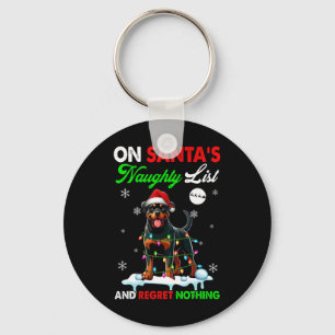 On Santa's Xmas Naughty List Regret Nothing Santa Keychain