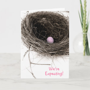 On s'attend ! Carte Faire-part fille bébé