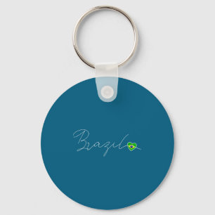 On Shirt Brasil Simple Brazilian Flag Heart Keychain