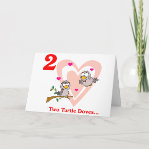 On the 2nd Day of Christmas two Turtle Doves Holiday Card