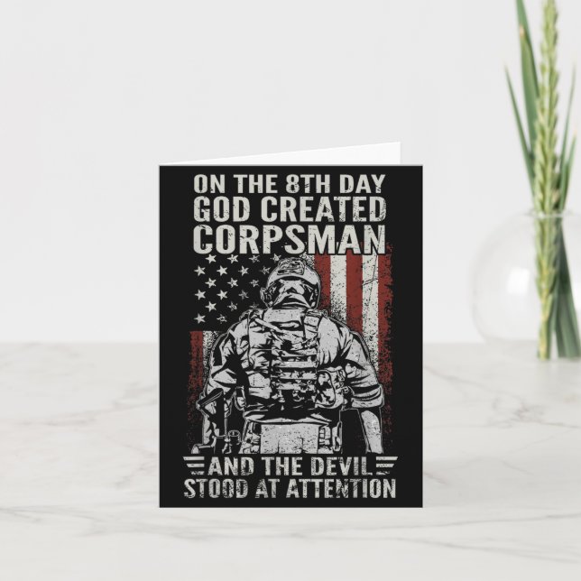 On The 8th Day God Created The Corpsman Flag Card (Front)