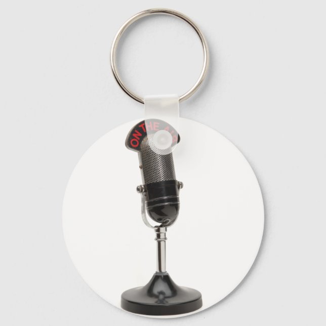 ON THE AIR Vintage Microphone Keychain (Front)