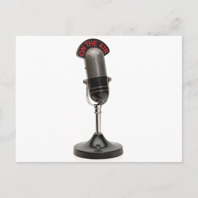 ON THE AIR Vintage Microphone Postcard (Front)
