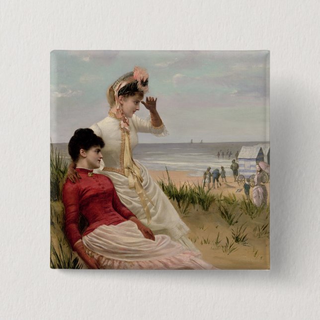 On the Beach 2 Inch Square Button (Front)