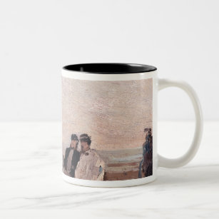 On the Beach at Trouville, c.1865 Two-Tone Coffee Mug