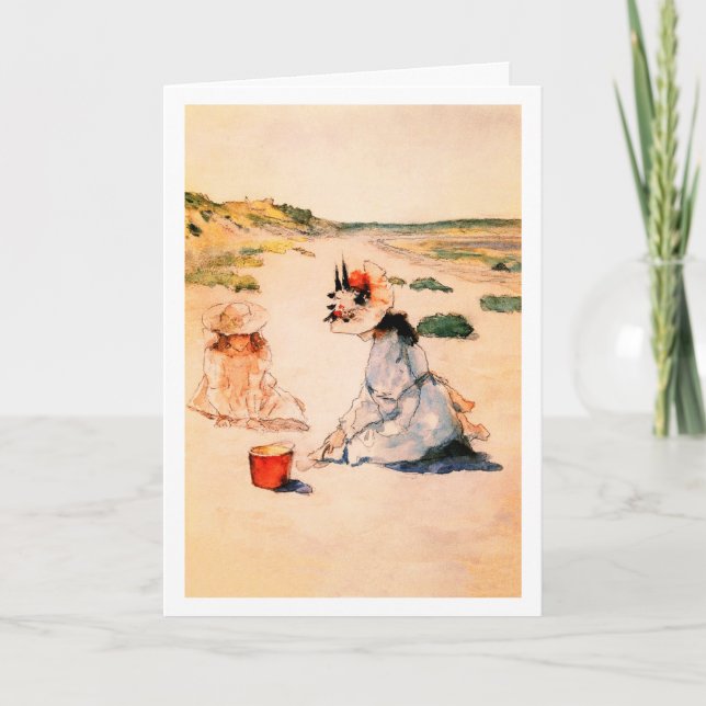 On the Beach. Mother's Day Fine Art  Card (Front)