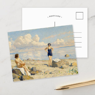 On the Beach   Paul Fischer Postcard