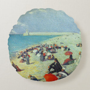 On The Beach Round Pillow