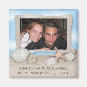 On the Beach Seashell & Photo Save the Date Magnet