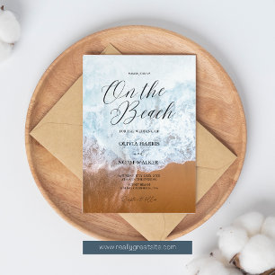 On The Beach Summer Blue Ocean wedding Invitation