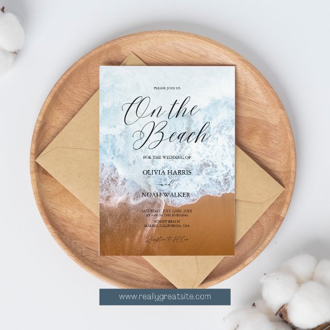 On The Beach Summer Blue Ocean wedding Invitation (Creator Uploaded)