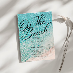 On The Beach Summer blue tropical  wedding Invitation
