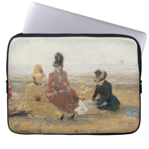 On the Beach Trouville 1887 by Eugene Boudin Laptop Sleeve