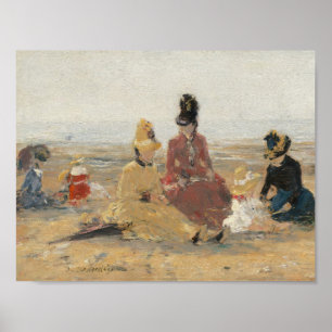 On the Beach Trouville 1887 by Eugene Boudin Poster