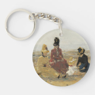 On the Beach, Trouville 1887 Keychain