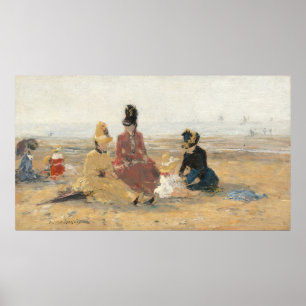 On the Beach, Trouville - Eugène Boudin Fine Art Poster