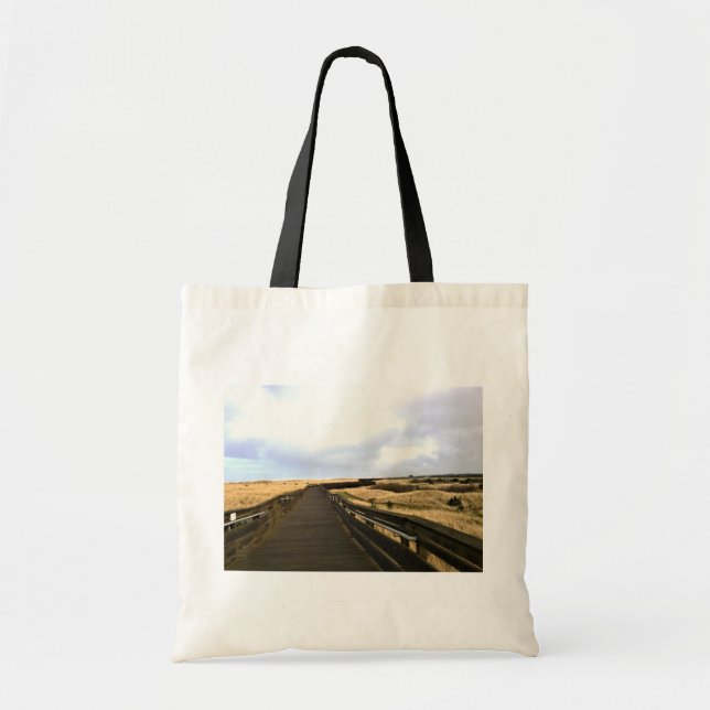 On the Boardwalk, Long Beach, Washington Tote Bag (Front)