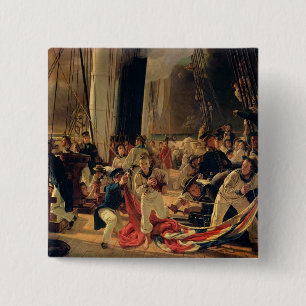 On the deck during a sea battle, 1855 2 inch square button