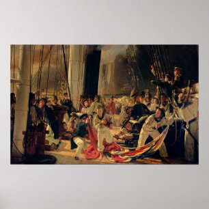 On the deck during a sea battle, 1855 poster