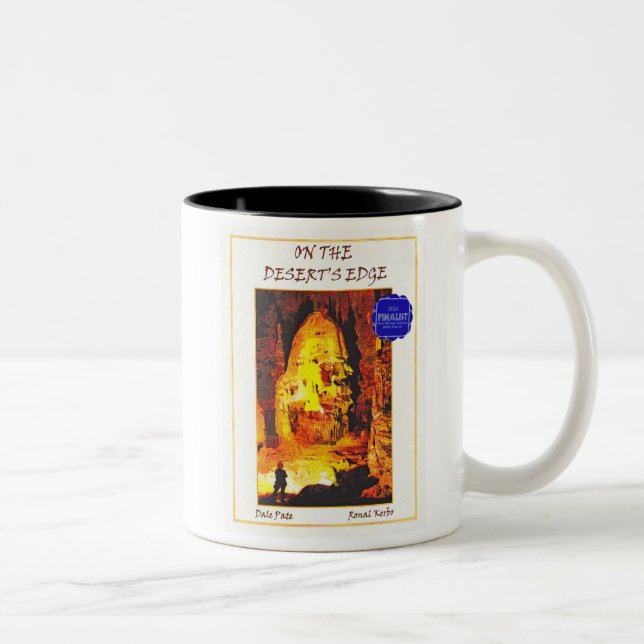 On the Desert's Edge - Caver in a Cave Entrance Two-Tone Coffee Mug (Right)