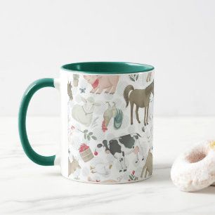 On The Farm Animal Farmhouse Country Green Mug
