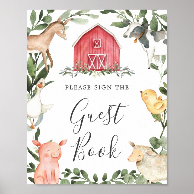 On The Farm Baby Shower Guestbook Sign (Front)
